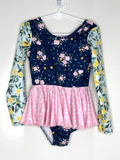 Leo Luvs Girls 5 Long Sleeve Multi Print Full Skirt Dance Leo Leotard