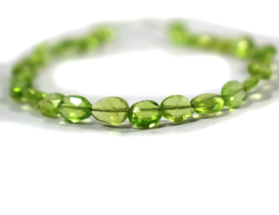 AAA Natural Peridot Faceted Oval Shape Gemstone Loose Beads 6"For Jewelry Making - Image 4 of 4