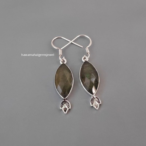 Boucles D'oreilles Argent 925 Style Celte - Avec Pierres Précieuses - Fait Main Thaïlande
