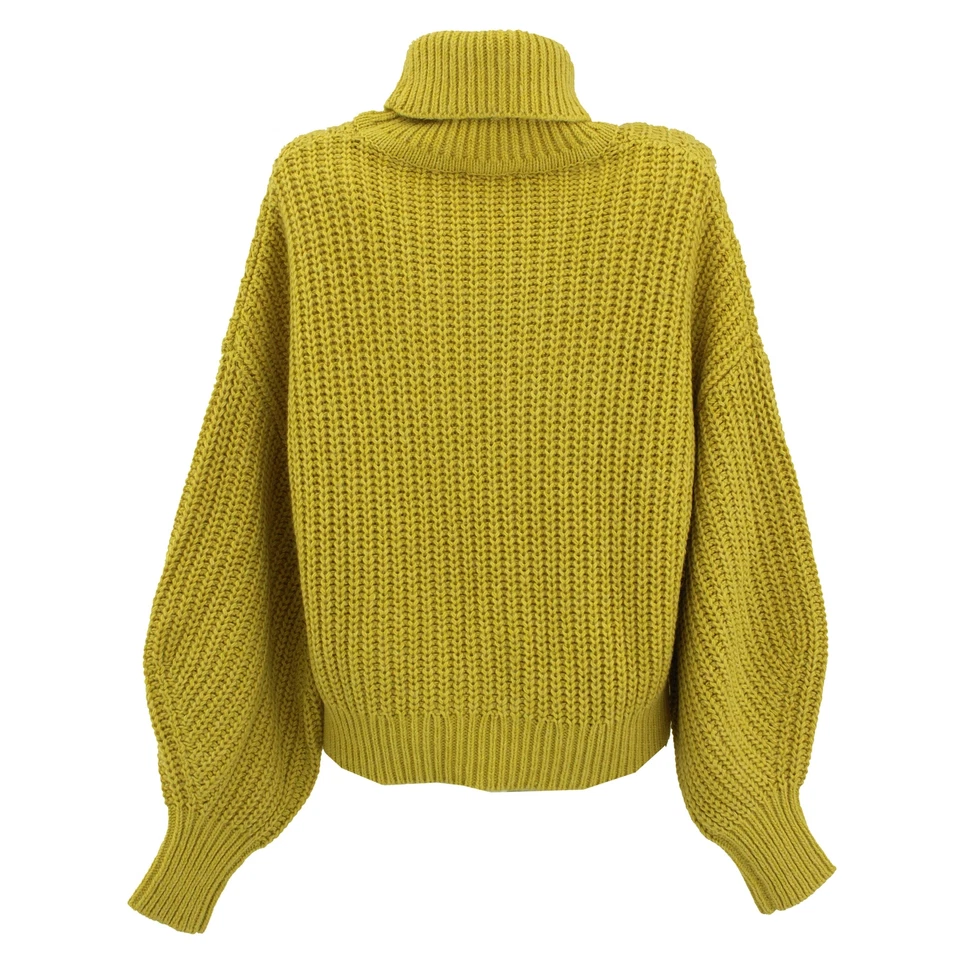 S OLIVER Damen langarm Pullover Pulli Shirt Strick Rollkragen Wolle gelb 27368 - Bild 2 von 2