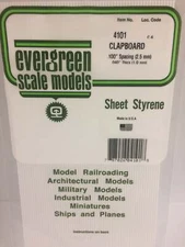 Evergreen Scale Models Styrene Siding Clapboard .040x6x12in .100in Spacing 4101