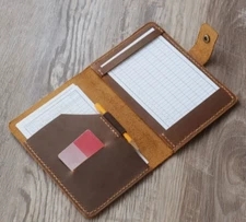 writing pad book bag notebook cover pocket holder slipcase Leather brown X140