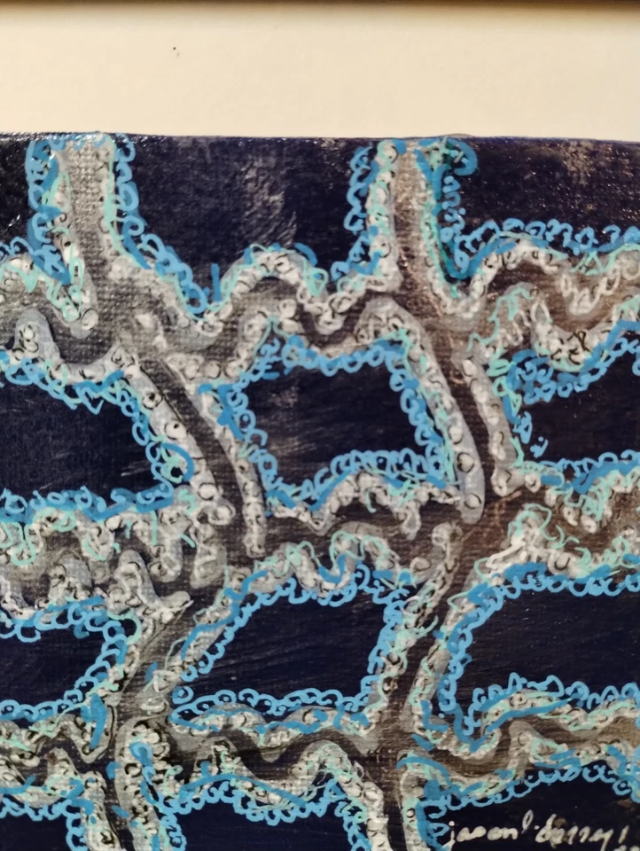 Pintura al óleo acrílica abstracta moderna original enmarcada de 7 pulgadas con certificado de autenticidad Foto 4 de 4