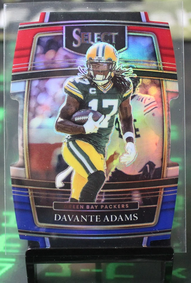2021 Panini Select Red and Blue Prizm Die-Cut #14 Davante Adams Packers  - Image 2 of 3