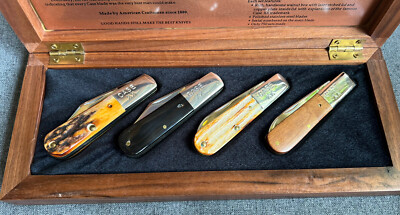 Case XX 1992 Barlow 4 Knife Collection In Walnut Wood Display Box