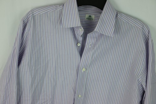 Luigi Borrelli Napoli Dress Shirt 16.5 x 42 Purple Blue Designer - Picture 4 of 13
