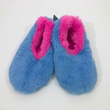 Snoozies Fuzzy Blue  Pink Slippers Non Skid Child Size M 2-3