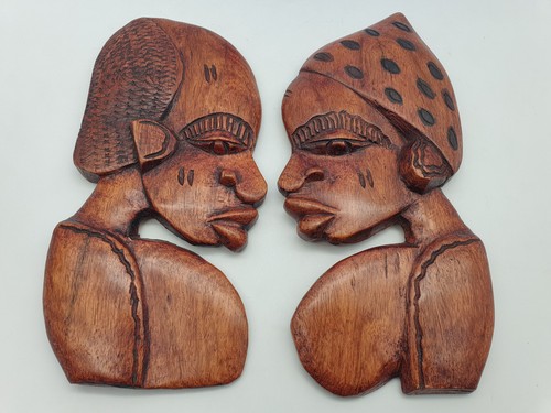 Paar Skulpturen Profile afrikanisches Paar Afrika aus Holz Kolonialstil 26cm - Bild 5 von 10