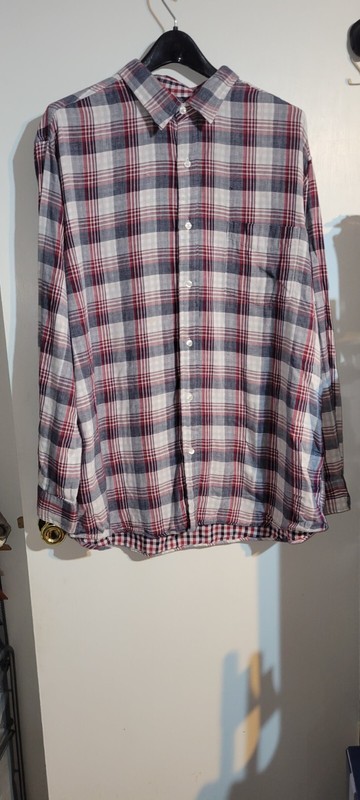 Club Room Shirt Jacket Plaid Lined Men's XXL Burgundy Gray Long Sleeve 