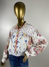 Sacred Threads Floral Boho Crop Jacket Patchwork Crepe Rayon Sz S/M NEW