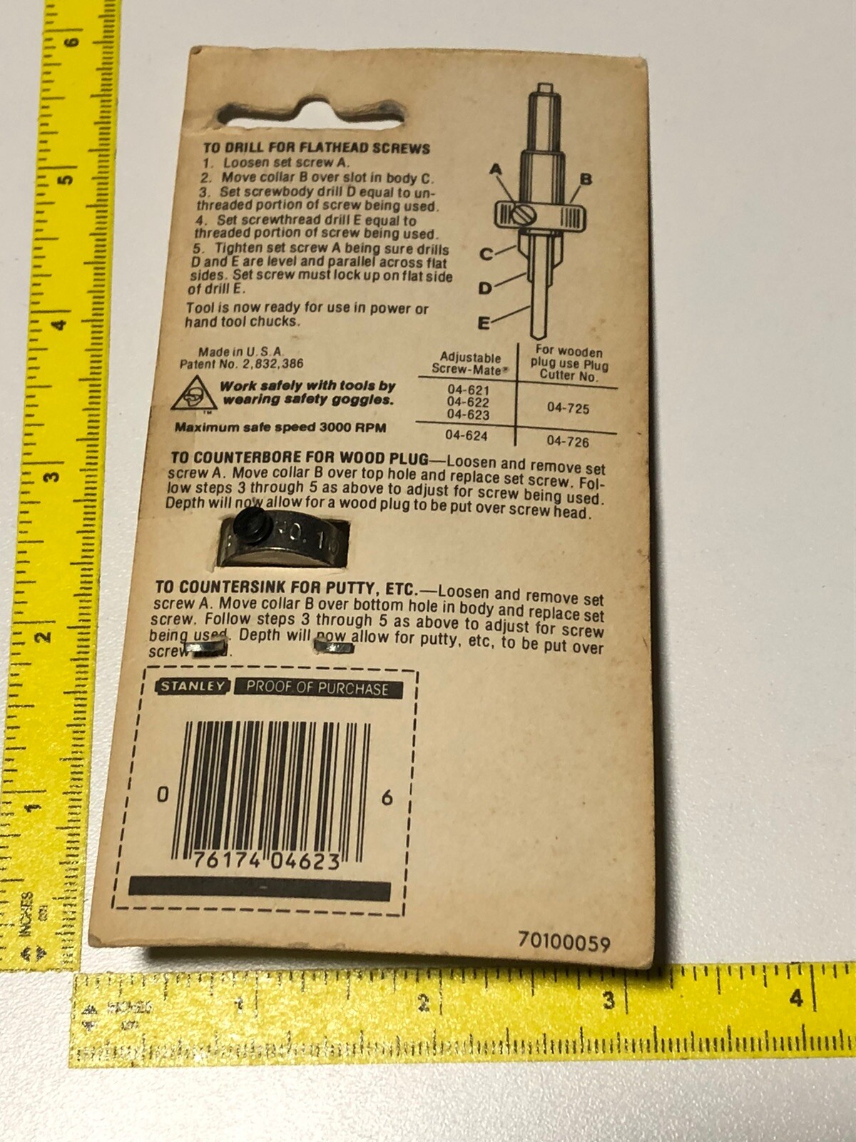 Stanley Screwmate 10 Adjust Boatbuilder VTG NOS Countersink Drill Bit