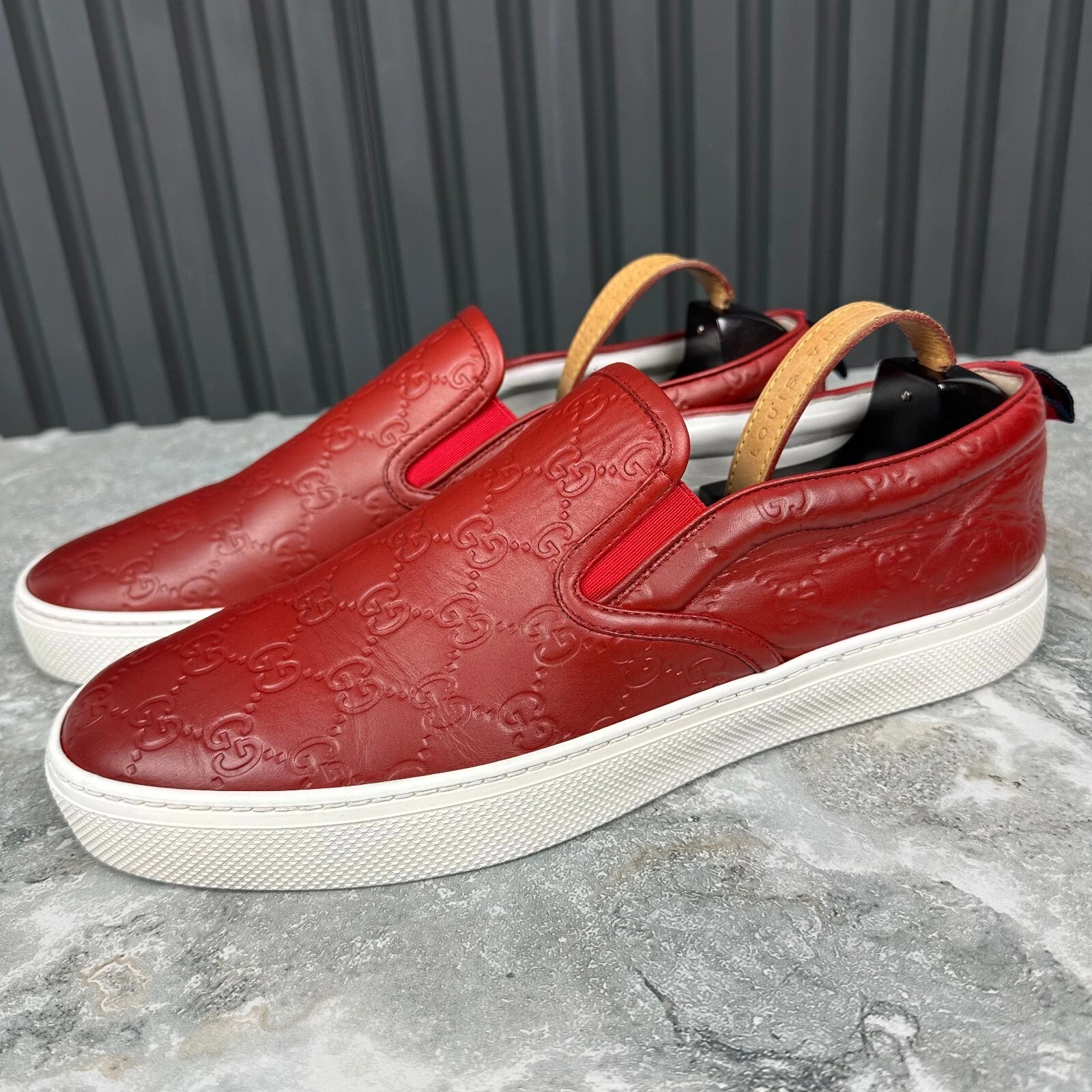 Gucci Slipon GG monogramme cuir rouge gaufré 11 G ou 11,5 US ou