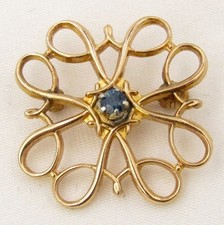10K Pin - Avon award pin with saphire colored stone - 1.95 grams