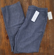 NWT-Charter Club Women's Flat Front Trousers, Dusty Chambray Combo-Size: 12