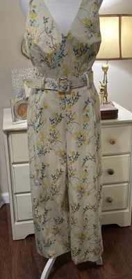 Antonio Melani Sz 10 Belted Sleeveless Jumpsuit With Deep Pockets & Back Zip EUC