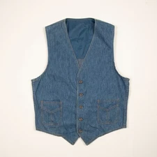 Vintage Lee Denim Waistcoat Made In The USA Western Jacket Denim Vest W471