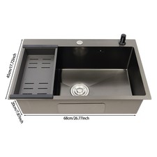 68 45 20cm Stainless Steel Undermount Kitchen Sink Washbasin W/ Soap Dispenser