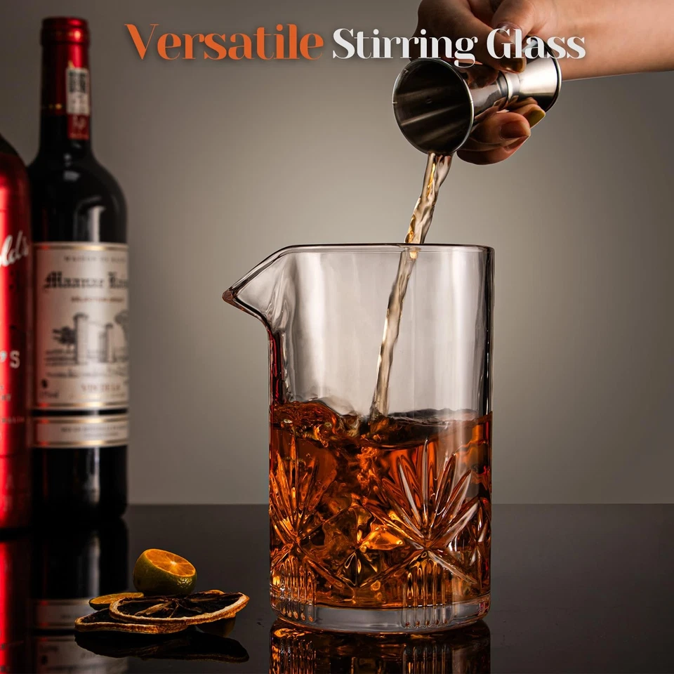 Vaso Mezclador de Cóctel, Kit Bartender Cristal 18oz, Vaso Mezclador Barra 5 Piezas O... Foto 3 de 4