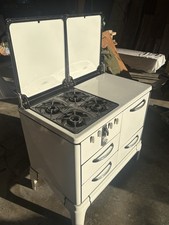 Vintage Roper White Enamel Gas Stove 1940s Antique Kitchen Range Chrome Handles