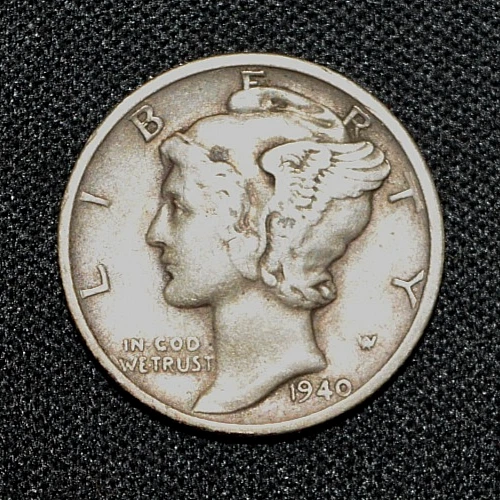 1940 (s) Mercury Dime 90% Silver Very Fine VF