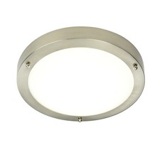 Image of Bathroom Light Silver Portico Semi Flush Satin Nickel LED 30cm Ceiling Wall IP44