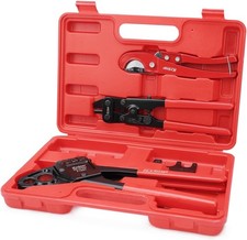iCrimp ICP-1234AH PEX Crimping Tool Kit - 1/2-in & 3/4-in Copper Crimp Rings, Du