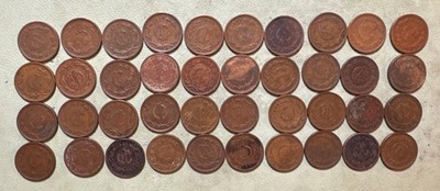 Lot of 40, Mexico Mexican 1 Centavo Eagle Snake Coin 1930 s And 1940 s