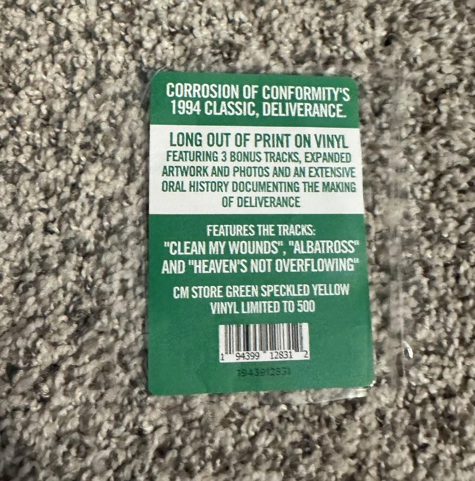 Corrosion of Conformity Deliverance Vinyl 2LP Limited Yellow Green Metal Record Foto 4 de 4