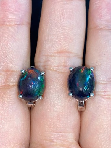 NATURAL BLACK OPAL 9X11 STERLING SILVER 925 SET - 第 4/14 張圖片
