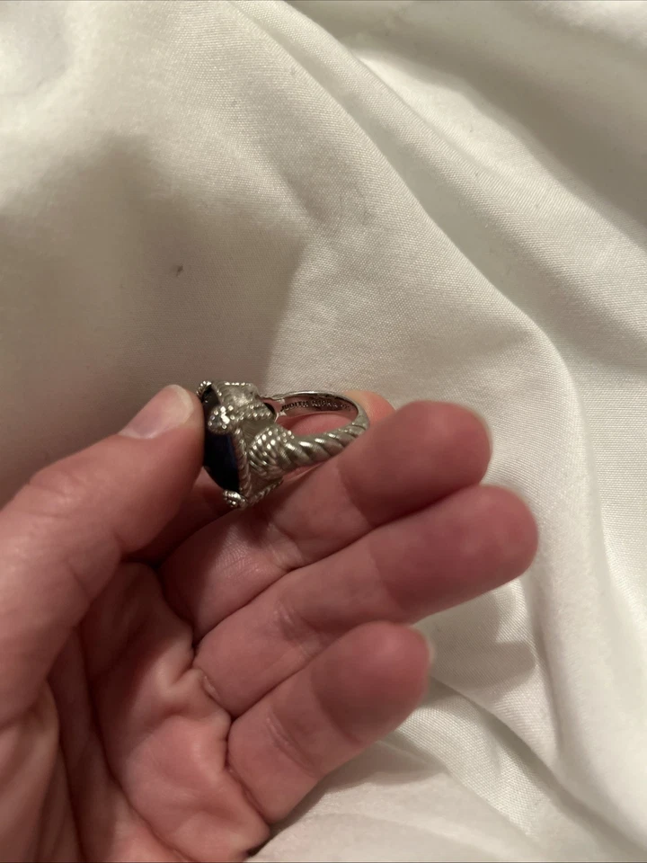 Anillo doblete de hematita azul esterlina Judith Ripka con puntas de corazón talla 7 Foto 3 de 4