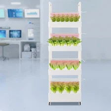 Modern Hydroponic Growing Tower With LED Lights 56 Pods Vertical Planter