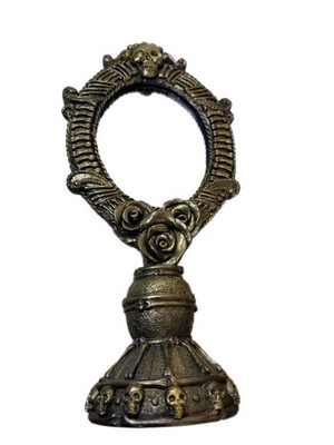 Gothic Rose And Skull Cold Cast Resin Unique Stand Up Mirror Fantasy Vanity