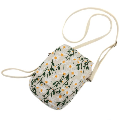 Women Cell Phone Purses Flower Canvas Embroidered Small Crossbody Bags Handba... - Picture 6 of 6
