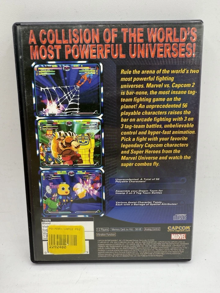 Marvel Vs Capcom 2 - Complete PlayStation 2 PS2 Game CIB Video Game Tested - Imagen 2 de 4