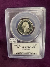 2007 S PCGS PR69DCAM Montana 25c Collectible Graded Slab 