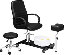 Pedicure Chair White with Stool  Bubble Massage Foot Bath Hydraulic for Salon