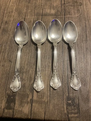 4 Antique 1850-1899 Gorham 'Chantilly' Pattern ~ 5 3/4" Sterling Teaspoons