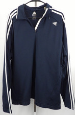 Adidas Track Jacket Mens 1/4 Zip Warm Up Blue/W 3 White Stripes Pullover Size XL