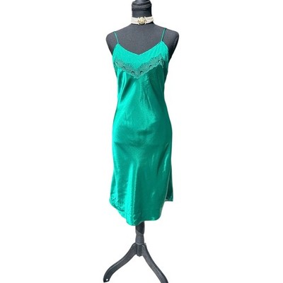 1990s Vintage Victoria's Secret slip dress gold label emerald green