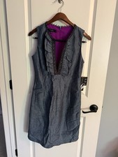 Women’s Nine West Dress Sz 8 Denim Color With Purple Lining, NWT