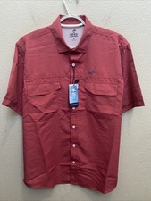 IZOD Saltwater Men's Medium Red Woven Short Sleeve Button Down Shirt NWT