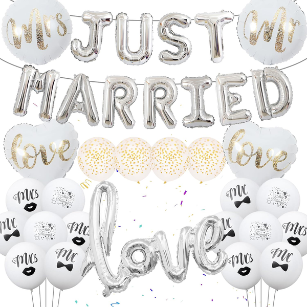 Just Married Hochzeit Deko Kit - 35 StüCk Hochzeitsdeko Ballons Just Married Fol-image