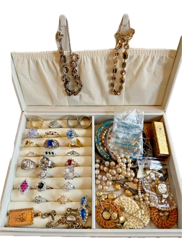 Large Estate Vintage Costume Jewelry Lot – Statement Rings, Bracelets, Pendant
