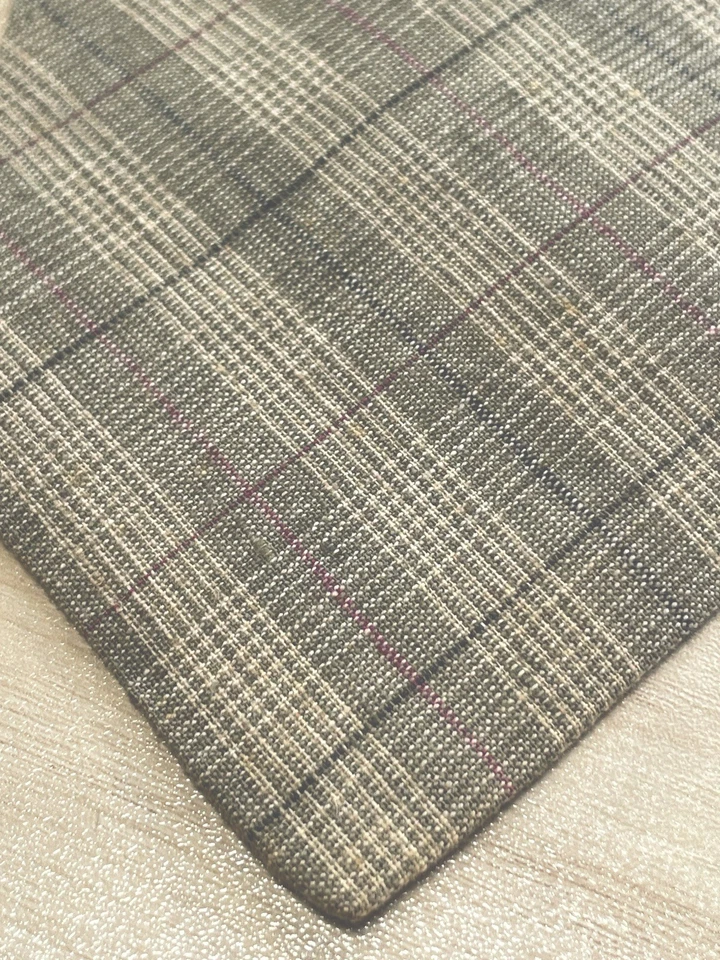 Corbata De Colección Tango Max Cuadros Lino Algodón Rojo Oliva Cuadros Hecha en EE. UU. Hiedra Preppy Verano Foto 3 de 4