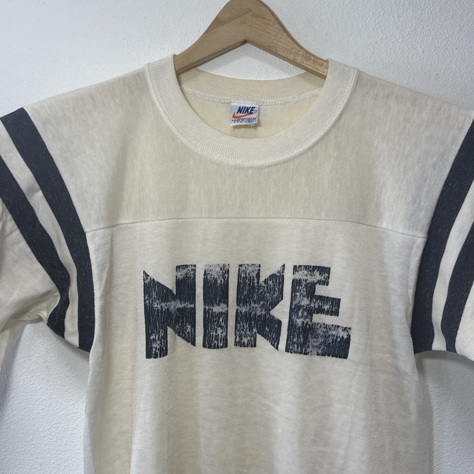 80s⭐️Nike Orange Swoosh ⭐️amazing T Shirt white Small Men’s Grail 90s Vtg