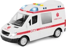 Ambulance Toy with Lights and Sound Friction Powered Emergency & Rescue Vehicle
