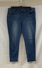 Michael Kors Women's Blue Medium Wash Skinny Cropped Raw Hem Jeans Size 12
