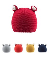 Baby Knit Hat Cotton Bear Beanie Soft Cute Infant Fall Winter Boys Girls 0-18M