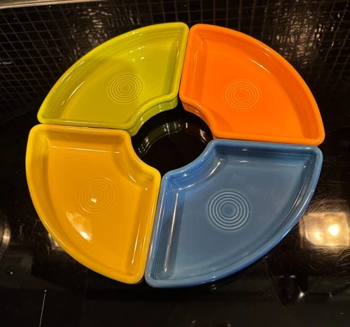 Vintage Fiesta Quartered Relish Tray Inserts 4 Different Colors Mint Condition
