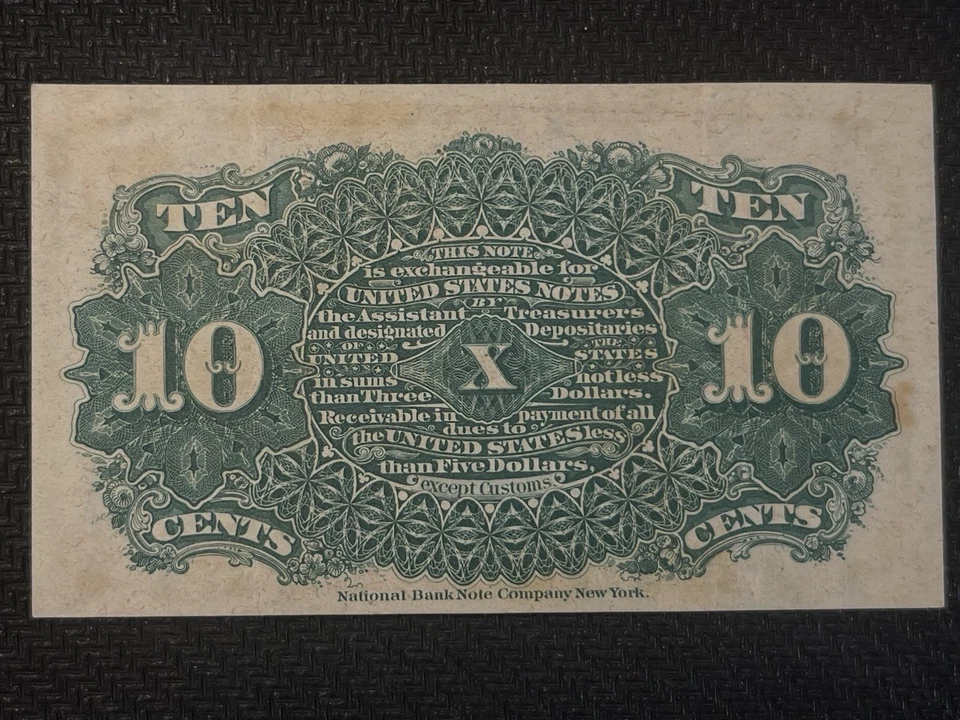 NICE 1863 US 10 Cents Fractional Currency 4th Issue ALMOST UNCIRCULATED PQ+ - Image 2 of 4